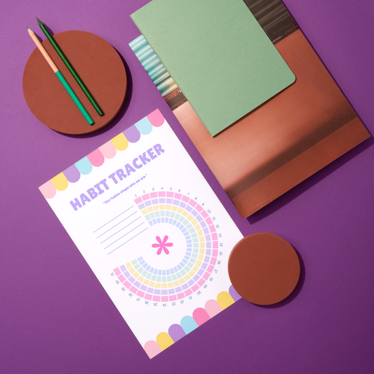 Habit Tracker Printable – Circular Monthly Habit Planner Template (Digital Download)