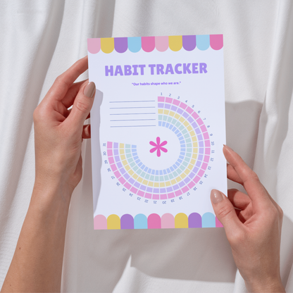 Habit Tracker Printable – Circular Monthly Habit Planner Template (Digital Download)