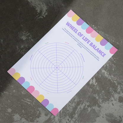 Wheel of Life Balance Printable – Self-Reflection & Goal Setting Worksheet (Digital Download)